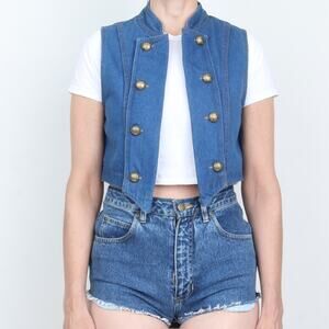 Vintage 90s Denim Crop Vest S
